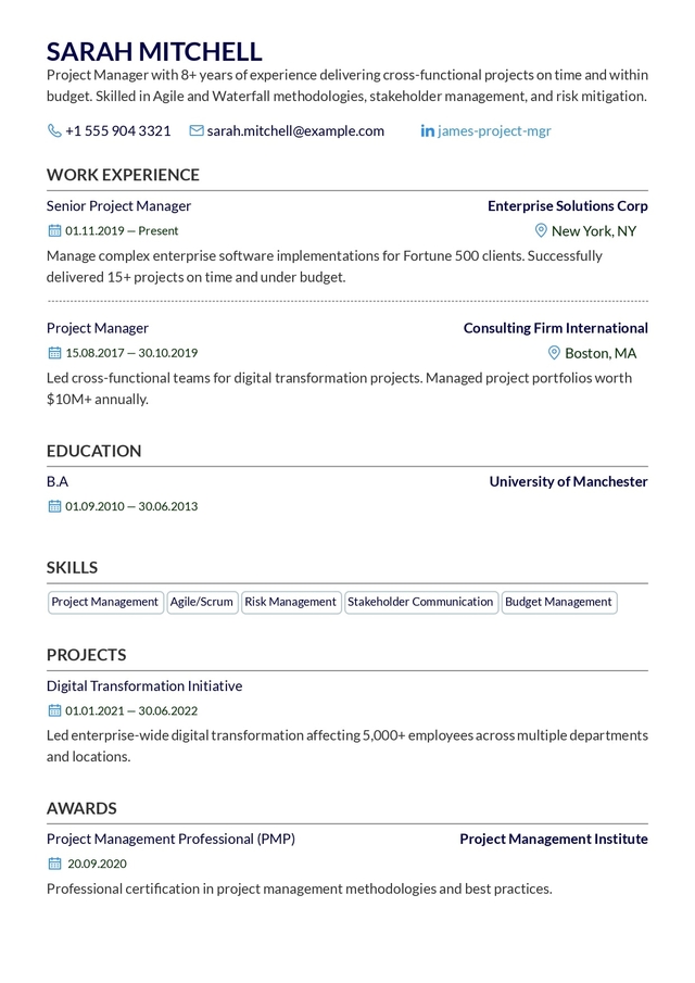 formal resume template