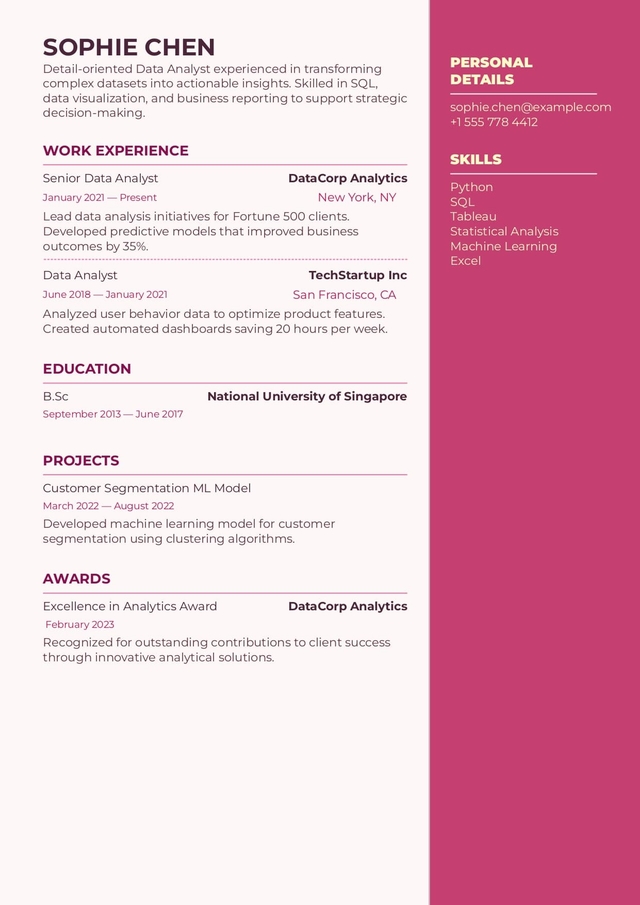 nova resume template