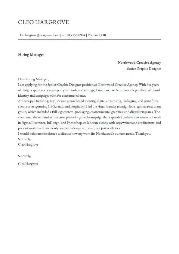Graphic Designer Cover Letter preview