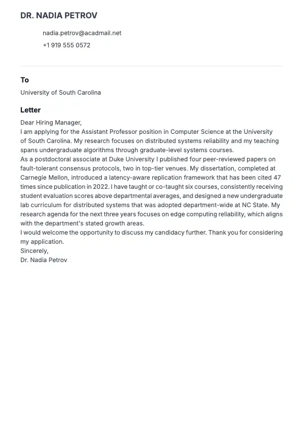 College Professor Cover Letter preview
