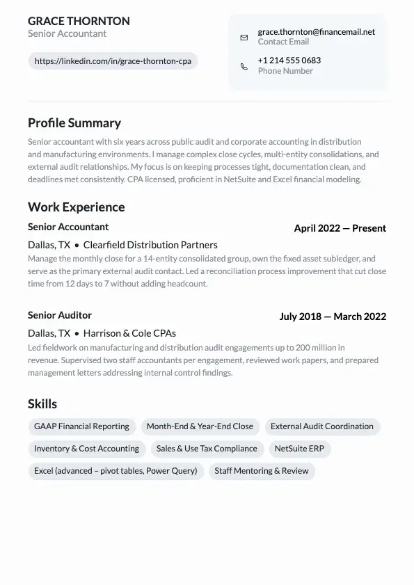 Accountant Resume preview