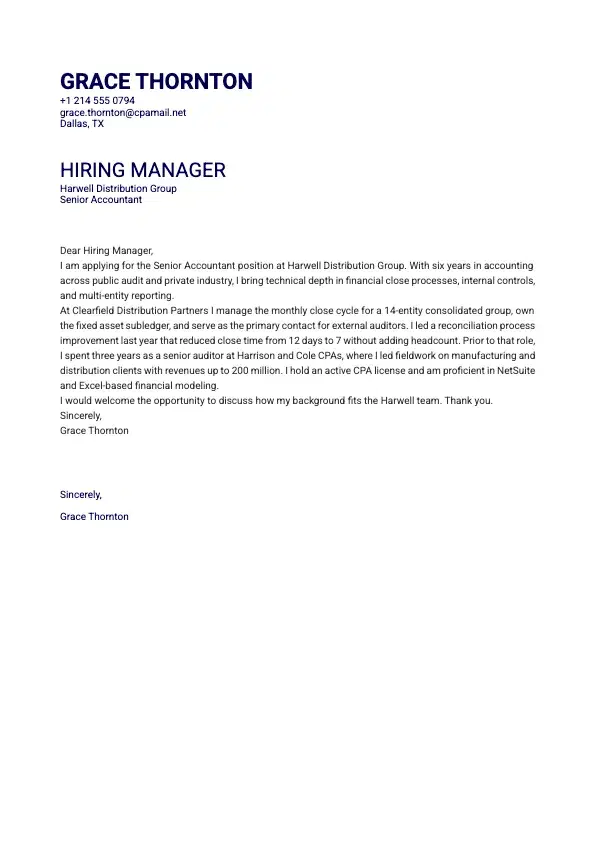 Accountant Cover Letter preview