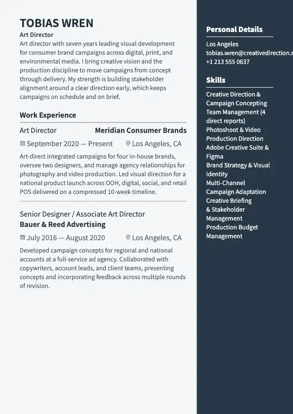 Art Director Resume preview