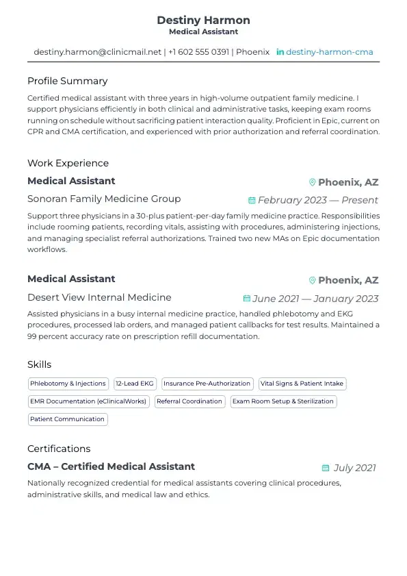 Medical Assistant Resume preview