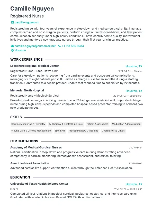 Registered Nurse Resume preview