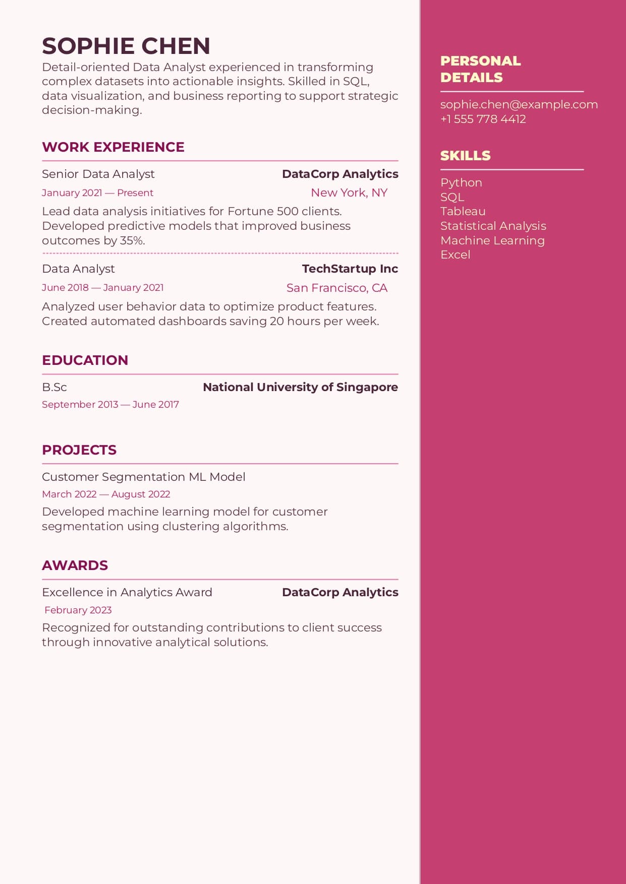 nova resume template